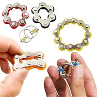 Wholesale Keychains Fidget cube decompression chain stainless steel ring venting toy unzipped bike chains key fob