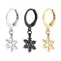 Wholesale Titanium Steel Snowflake Earrings For Women Round Hoop Ear Jewelry Men Gold Color Flower Stud Christmas Girl Accesories