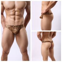Wholesale Mens Underwear Underpants Sexy Light Soft Breathable Leopard Print T Shaped Male Bikini Briefs Man Thongs And G Strings