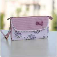 Wholesale Wallets Cotton Floral Printing Organizer Wallet Women Flower Bow Small Money Clutch Bag Lovely Phone Pouch Zipper Purse Handbag For Girl