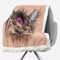 Wholesale Blankets ONGLYP D Yorkie Dog Print Sherpa Blanket Comfy Bedspread Plush Bedding Throw For Sofa Couch Travel Camping Home Decor