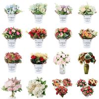 Wholesale Decorative Flowers Wreaths Beautiful Sunflower Rose Artificial Silk Small Bouquet Flores Home Party Spring Wedding Decoration Fake Fl