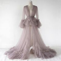 Wholesale Real Image See Through Maternity Robe Women Dress Gowns Sheer Long Pregnant Robes Po Shoot Custom Made Casual Dresses