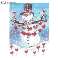 Wholesale Paintings DIY Painting By Numbers Christmas Snowman Paint For Adults Frames Pictures Acrylic Kit Wall Decor Child Holiday G