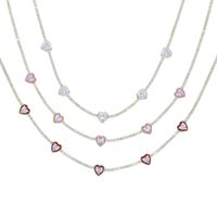 Wholesale Heart Charm Choker Necklace Red Pink White Enamel Sparking Clear Cubic Zirconia CZ Tennis Chain Chokers Chains