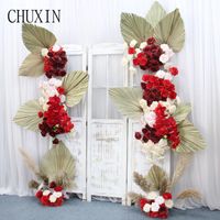 Wholesale Decorative Flowers Wreaths Fan leaf Pampas Grass Flower Runner Aritificial Row For Wedding Banquet Party Welcome Decorations Christmas Dec