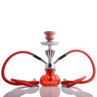 Wholesale Diamond Red Two Hose Hookahs Shisha Smoke Glass Water Pipes Straight Pipe Unique Hookah Bong In Stock