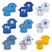 Wholesale 19 Robin Yount Baseball Jerseys Paul Molitor Hank Aaron Vintage Home Away Blue White Stripe Yellow Pullover Stitched Jersey