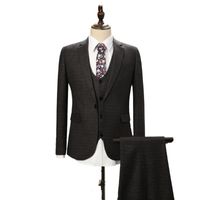 Wholesale Fashion Dark Grey Groom Tuxedos Groomsmen Man Suits Pieces Jacket Pants Vest Wedding Suit Formal Custom Men s Blazers