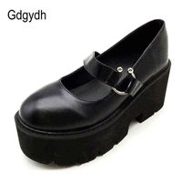 Wholesale Gdgydh Spring Autumn Chunky Heel Vintage Lolita Shoes Women Platform Shoes Mary Jane Buckle Strap School Shoes For Girls Black H1109