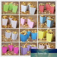 Wholesale 6pcs bag Colorful Mini Dot Popcorn Box Party Supplies Gift Favor Candy For Kid Baby Shower Wedding Decoration