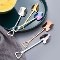 Wholesale Coffee Spoon Dinning Set Stainless Steel Delicate Iron Shovel Ice Cream Spoons Creative Scoop Tea spoon Fashion Colorful Tableware