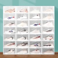 Wholesale Clear Multicolor Shoe Box Foldable Storage Plastic Transparent Home Organizer Stackable Display Superimposed Combination Shoes Containers Cabinet Boxes JY0532