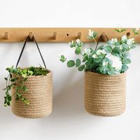 Discount rope hanging clothes Storage Baskets Basket Cotton Rope With Strap Flower Clothes Organizer Wall Hanging