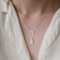 Wholesale S925 Sterling Silver Plated k Gold Necklace Size Slender Triangular Y shaped Pendant Small Japanese and Korean Clavicle Chain Female