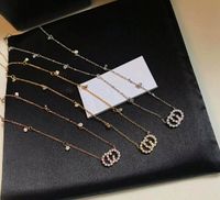 Wholesale Fashion diamond necklace bijoux for lady Women Party Wedding Lovers gift engagement jewelry for Bride with box