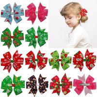 Wholesale Baby Girls Bow Barrettes Hairpins Christmas Grosgrain Ribbon Bows WITH Clip Snowflake Kids Girl Pinwheel Clips Hair Pin Accessories gift