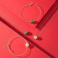 Wholesale Bangle k Rose Gold Necklace Female Hetian Jade Personality Round Bead Family Style Simple Bracelet Set Chain