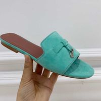 Wholesale Luxury designer slides women Slippers sandals Genuine leather sole Black Cashmere nubuck Latex Beach Shoe Adhesive Casual Flats Slipper