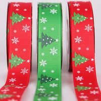 Wholesale Hair Accessories y Roll mm Christmas Tree Print Grosgrain Ribbon For Gift Wrapping Wedding Decoration Bows DIY