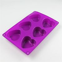 Wholesale 6 Hole Heart Shaped Baking Moulds Cake Jelly Ice Tray Biscuit Handmade Soap Love Silicone Mold