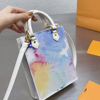 Wholesale Mini Shopping Bag Handbag Purse Sac Plat Package Crossbody Bags Fashion L letter Tie dye Color Removable Shoulder Strap Gold Hardware