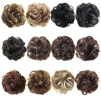 Wholesale Christmas Decorations Synthetic Flexible Hair Buns Curly Scrunchy Chignon Elastic Messy Wavy Scrunchies Wrap For Ponytail Extensions A