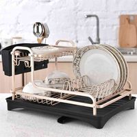 Wholesale Aluminium Alloy Dish Rack Kitchen Organizer Storage Drainer Drying Plate Shelf Sink Supplies Knife and Fork Container