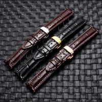Wholesale Genuine Leather Watch Band Top Calf Grain Leather Watch Strap Stainless Metal Deployment Clasp mm mm mm mm for Men Women