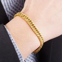 Wholesale 8mm Men s Bracelets K Gold Curb Cuban Link Chain For Men Wrist Bracelet Metal Cuff Fine Link
