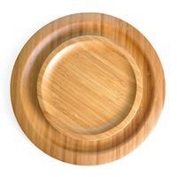 Wholesale Dishes Plates Round Natural Two Size Bamboo Serving Trays Food Snack Candy Plate Tea Food Server Dishes Water Drink Platter Food Bamboo Tray