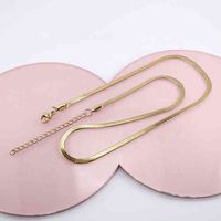 Wholesale Aiz Jewelry Wholale PVD Flat Snake m mm mm mm Stainls Steel K Gold Plated Herringbone chain Necklace For Women Men