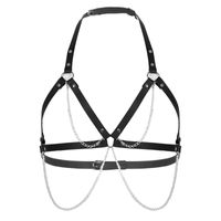 Wholesale Bras Sets Rock Punk Gothic PU Leather Body Chest Harness Belt Fashion Metal Chain Rivets Shoulder Belts Mens Sexy Bondage Straps