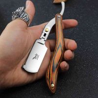 Wholesale manual s redwood handle shaver men s professional barber Hair cut razor change blade type shaving knife