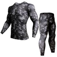 Wholesale thermal underwear rash guard kit MMA Compression Apparel leggings unionsuit Bodybuilding T Shirt camouflage tracksuit men