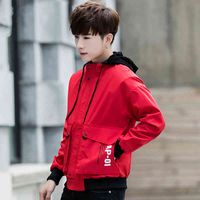 Wholesale Autumn Baseball Jacket Men Red Black Homme Coats Outerwear Hooded Plus Size M xl Korean Fashion Casual Coats Jackets