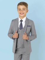 Wholesale Men s Suits Blazers Fashion Grey Notch Lapel Kids Children Wedding Blazer Formal Suit Double Breasted Vest Boy Birthday Party Busines