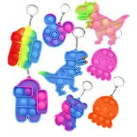 Wholesale Fidget Toy Sensory Jewelry key chains Push Poo its Bubble Cartoon simple dimple toys keychain stress reliever In Stock