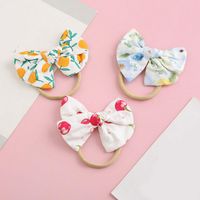 Wholesale Lovely Baby Girls Print Flower Bohemian Style Bow Headwear Children Cute Cotton Cloth Floral Hair Band Accessories