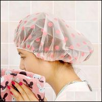 Wholesale Aessories Home Garden1Pc Wave Point Shower Cap Waterproof Thicken High Quality Hair Salon Elastic For Women Bath Hat Bathroom Products Col