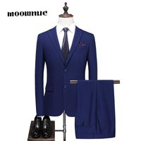 Wholesale Men s Suit Two PieceS Black Blue Suits Brand Blazer Slim Fit Groom Wedding Dress Korean Jacket Pants Trousers Men s Blazers