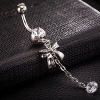 Wholesale Punk Cubic Zirconia Bell Button Rings Knot Bow Tassel Navel Belly Piercing Ring for Women Jewelry Accessories