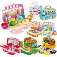 Wholesale Children s Tools Portable Box Toy Set Simulation Family Real Life Kitchen Cooking Fruits Vegetables Tool Cabinet Beauty Makeup Girl Boy Birthday Gift