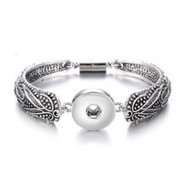 Wholesale Antique Silver Noosa Snap Button Jewelry Chunk Bangles Bracelet Carved Designs DIY Jewellery Crafts Accessories Styles Mix