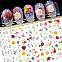 Wholesale Stickers Decals Colorful Butterfly Flowers Peacock Love Cat Nail Sticker Art Adhesive DIY Decoration Accessories Decal