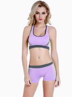 Wholesale Tide Women Gym Tracksuits Fitness Yoga Sports Bra And Boxer Briefs Underwear Suits Sets Cute Pink Soft Elastic Shockproof Quick drying