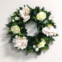 Wholesale Decorative Flowers Wreaths Artificial Wreath Champaign Gold Rose And White Hydrangea Green Garland For Wedding Decoration Home Decor