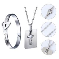 Wholesale Set Lock Bracelet And Necklace Titanium Steel Couples Jewelry Love Charm Bracelets
