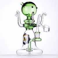 Wholesale 8 Octopus shape hookahs recycler glass bongs with percolator