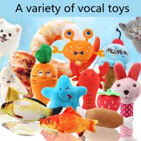 Wholesale Plush Toys Dolls Dog Cat Sounding Toy Pet Supplies Cartoon Animals Fruit Bite Resistant Children Doll